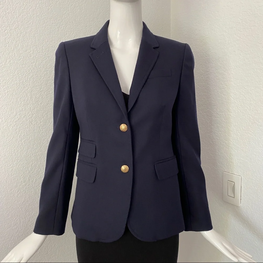 J. Crew navy wool school boy blazer